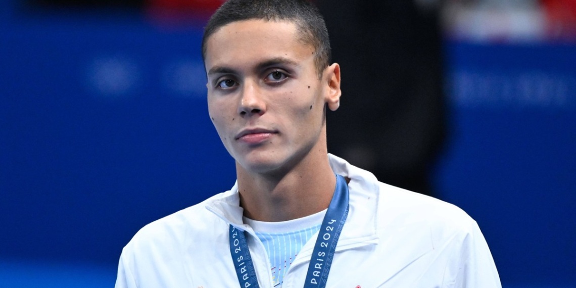 Popovici David  ROU  headshot during the 2024 Olympics Games Swimming at Paris La Defense Arena on July 29, 2024 in Paris, France.  Photo by / DPPI / Panoramic  - JO 2024 : Natation - Jeux Olympiques 2024 - Paris2024 - Paris - 29/07/2024 DPPI/Panoramic,Image: 894065881, License: Rights-managed, Restrictions: PUBLICATIONxNOTxINxFRAxBEL, Model Release: no
