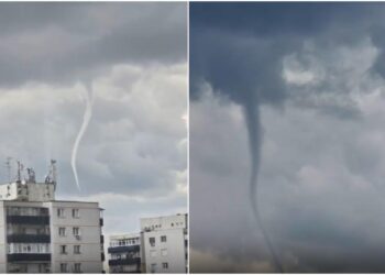 Pâlnie de tornadă surprinsă în România. Zona în care a apărut