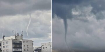 Pâlnie de tornadă surprinsă în România. Zona în care a apărut